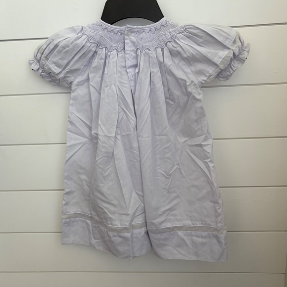 Petit Ami Smocked Lavender Dress 12 Months Short Sleeve Cotton Blend Baby Girl - Picture 4 of 5